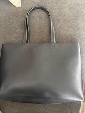 Spacious Black Interior Tote with Zippered Pocket